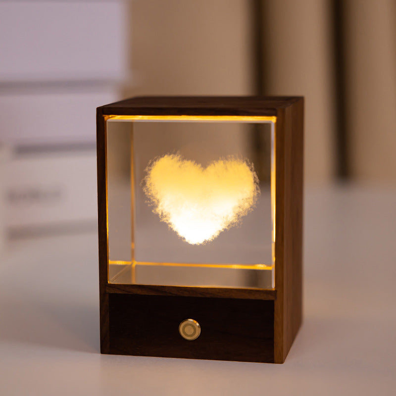 Creative Wooden Box LED Night Light Decorative Touch Dimmable Table Lamp