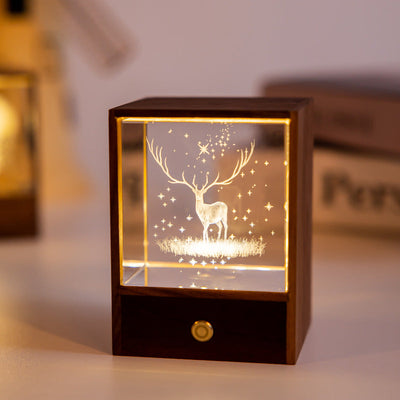 Creative Wooden Box LED Night Light Decorative Touch Dimmable Table Lamp