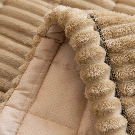Plush Pleated Edges Sofa Cover