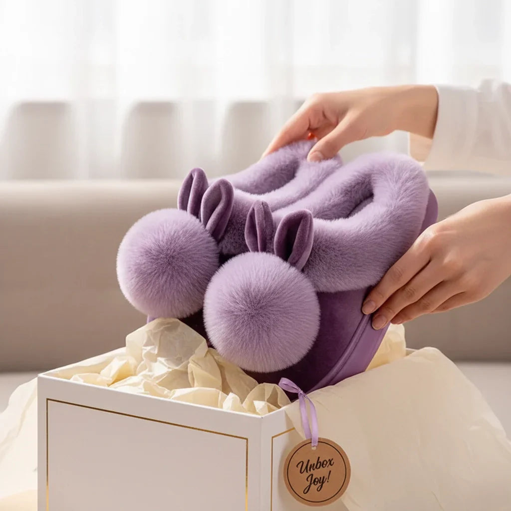 Bunny Ears Plush Slippers