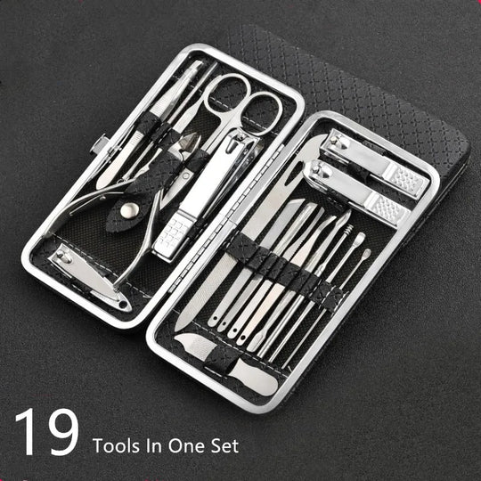 19-Piece Professional Stainless Steel Manicure & Pedicure Set