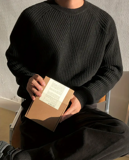 Ribbed Knit Crew Neck Sweater