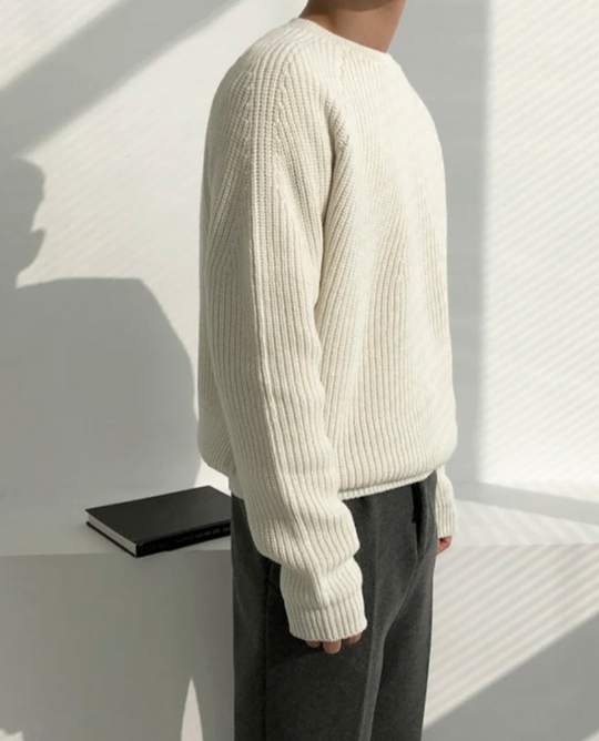 Ribbed Knit Crew Neck Sweater