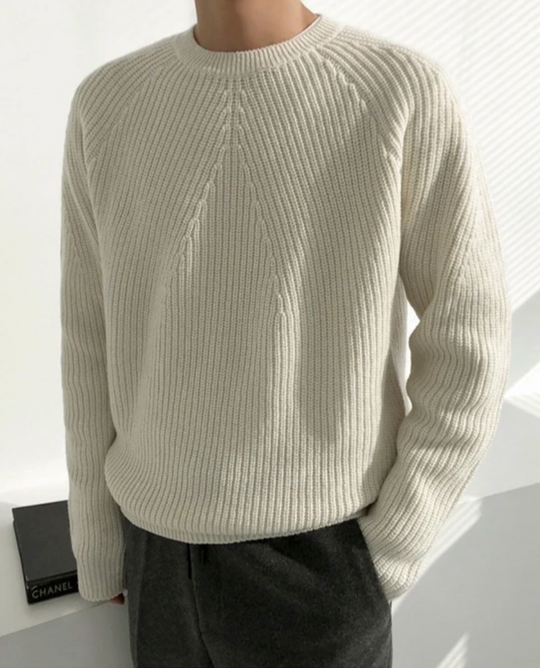 Ribbed Knit Crew Neck Sweater