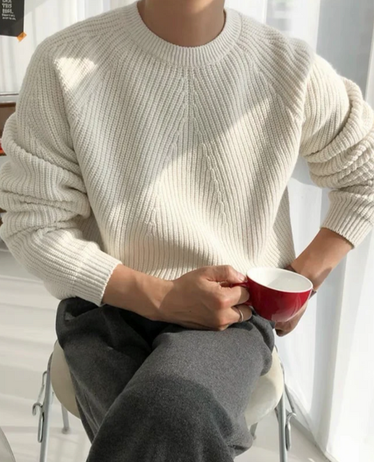 Ribbed Knit Crew Neck Sweater