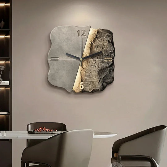 Modern 3D Silent Quartz Wall Clock – Sandstone Effect