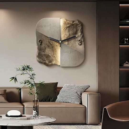 Modern 3D Silent Quartz Wall Clock – Sandstone Effect