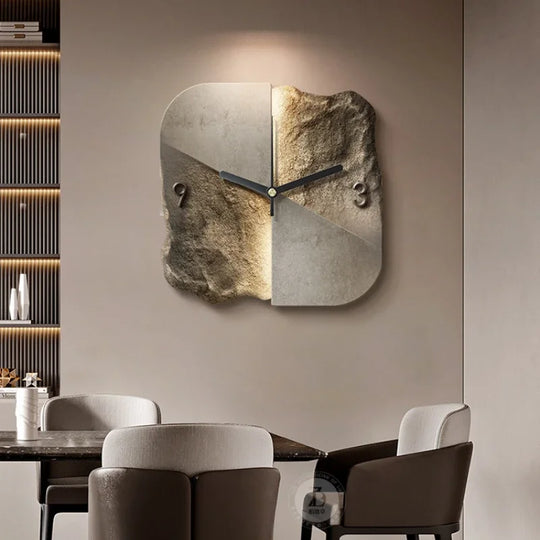 Modern 3D Silent Quartz Wall Clock – Sandstone Effect