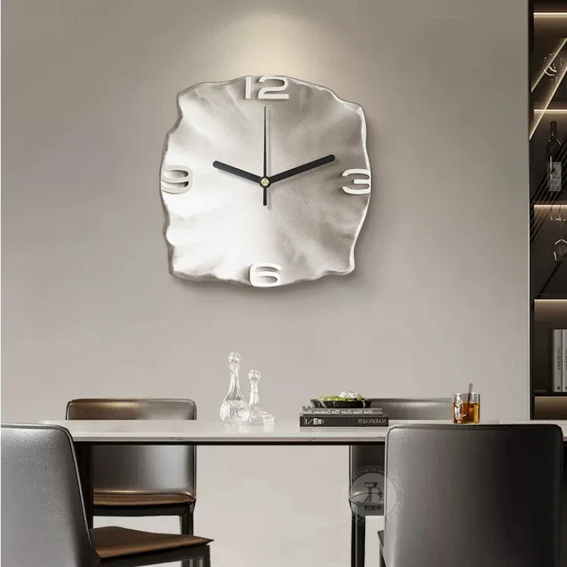 Modern 3D Silent Quartz Wall Clock – Sandstone Effect