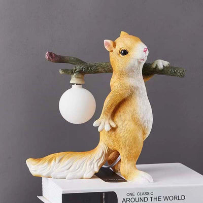 Contemporary Creative Squirrel Resin Glass Table Lamp For Bedroom