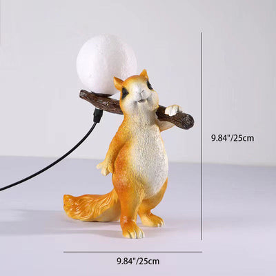 Contemporary Creative Squirrel Resin Glass Table Lamp For Bedroom