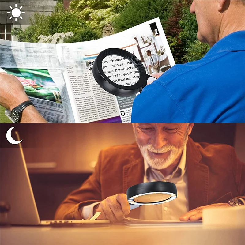 30X Handheld Magnifying Glass with LED Light