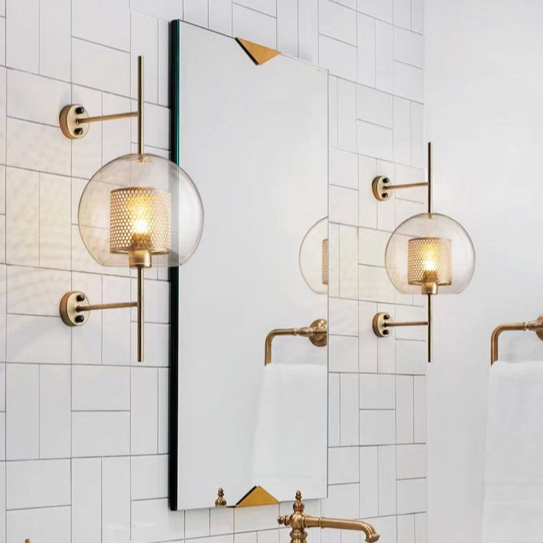 Modern Honeycomb Brass & Glass Wall Sconce