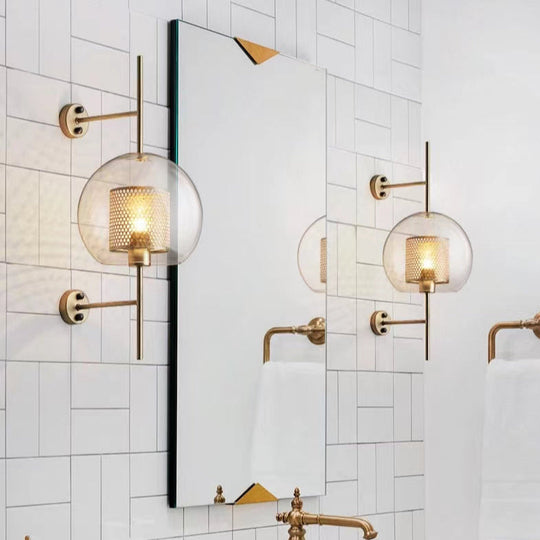 Modern Honeycomb Brass & Glass Wall Sconce