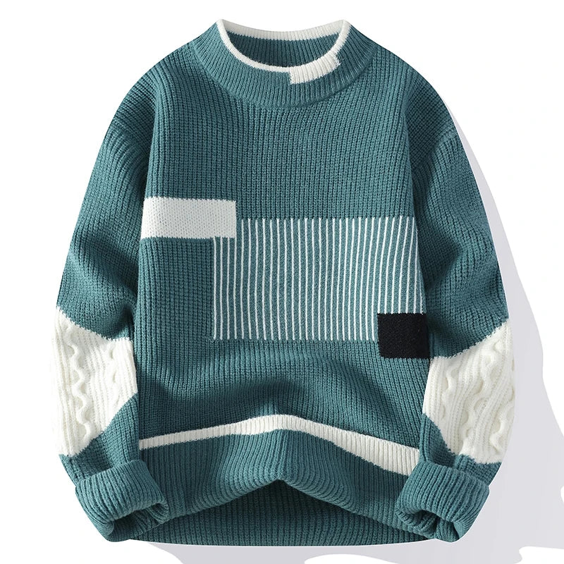 Men’s Patchwork Knitted Jumper