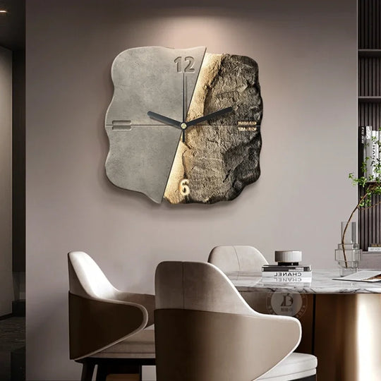 Modern 3D Silent Quartz Wall Clock – Sandstone Effect