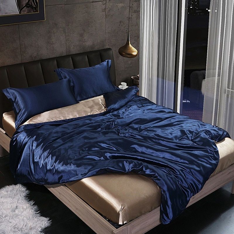 4-Piece Premium Silk Bedding Set for Elegant Comfort