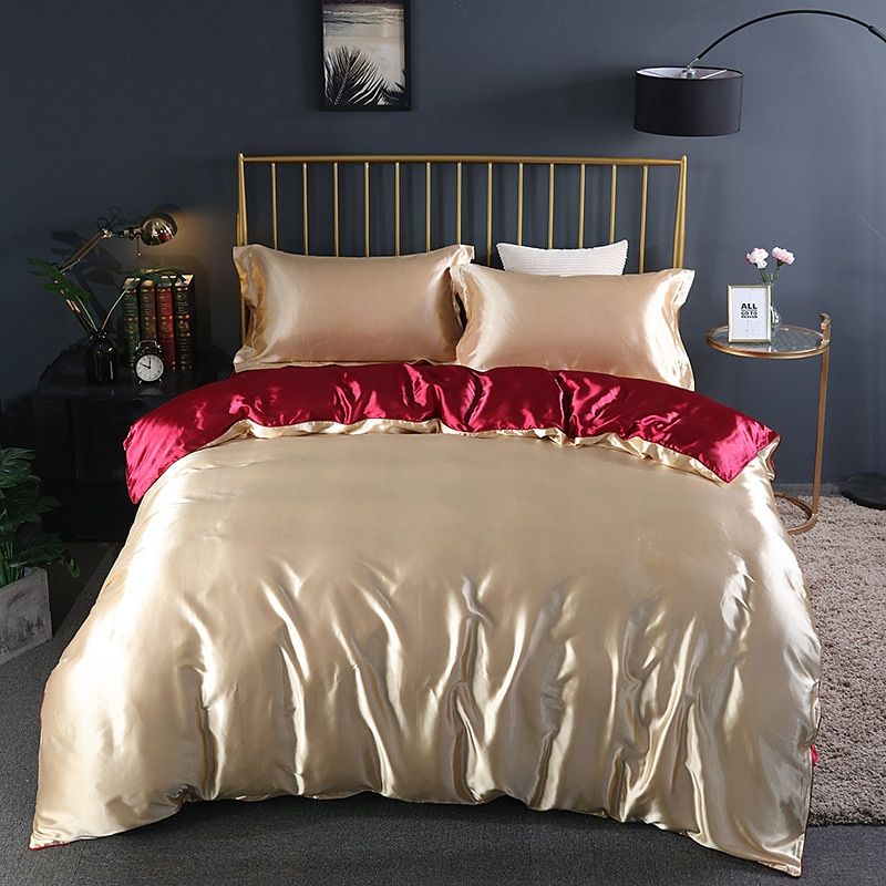 4-Piece Premium Silk Bedding Set for Elegant Comfort