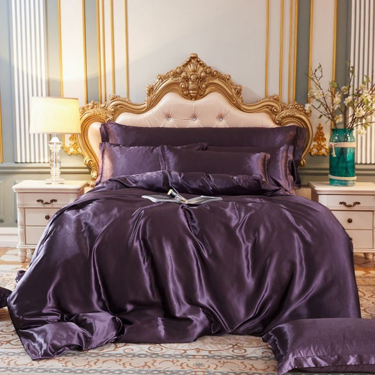 4-Piece Premium Silk Bedding Set for Elegant Comfort