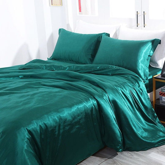 4-Piece Premium Silk Bedding Set for Elegant Comfort