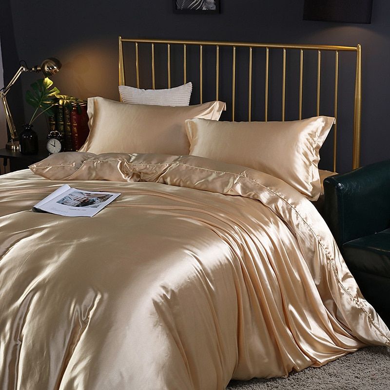 4-Piece Premium Silk Bedding Set for Elegant Comfort
