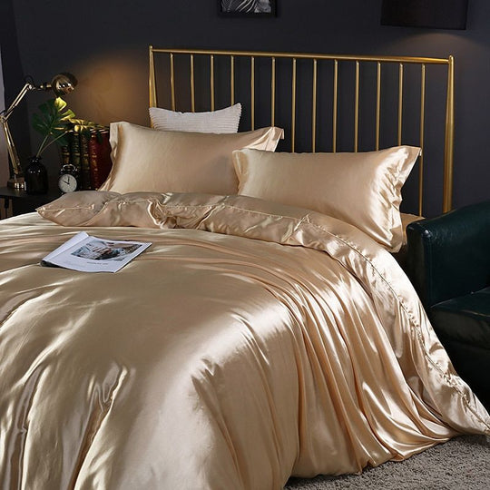 4-Piece Premium Silk Bedding Set for Elegant Comfort