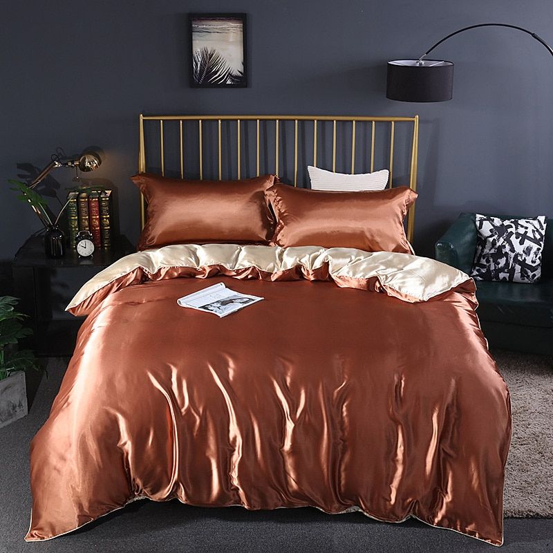 4-Piece Premium Silk Bedding Set for Elegant Comfort