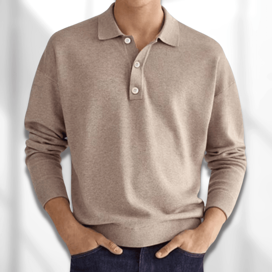 Men’s Long Sleeve Textured Polo Shirt