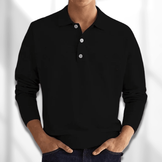 Men’s Long Sleeve Textured Polo Shirt