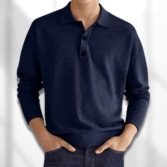 Men’s Long Sleeve Textured Polo Shirt