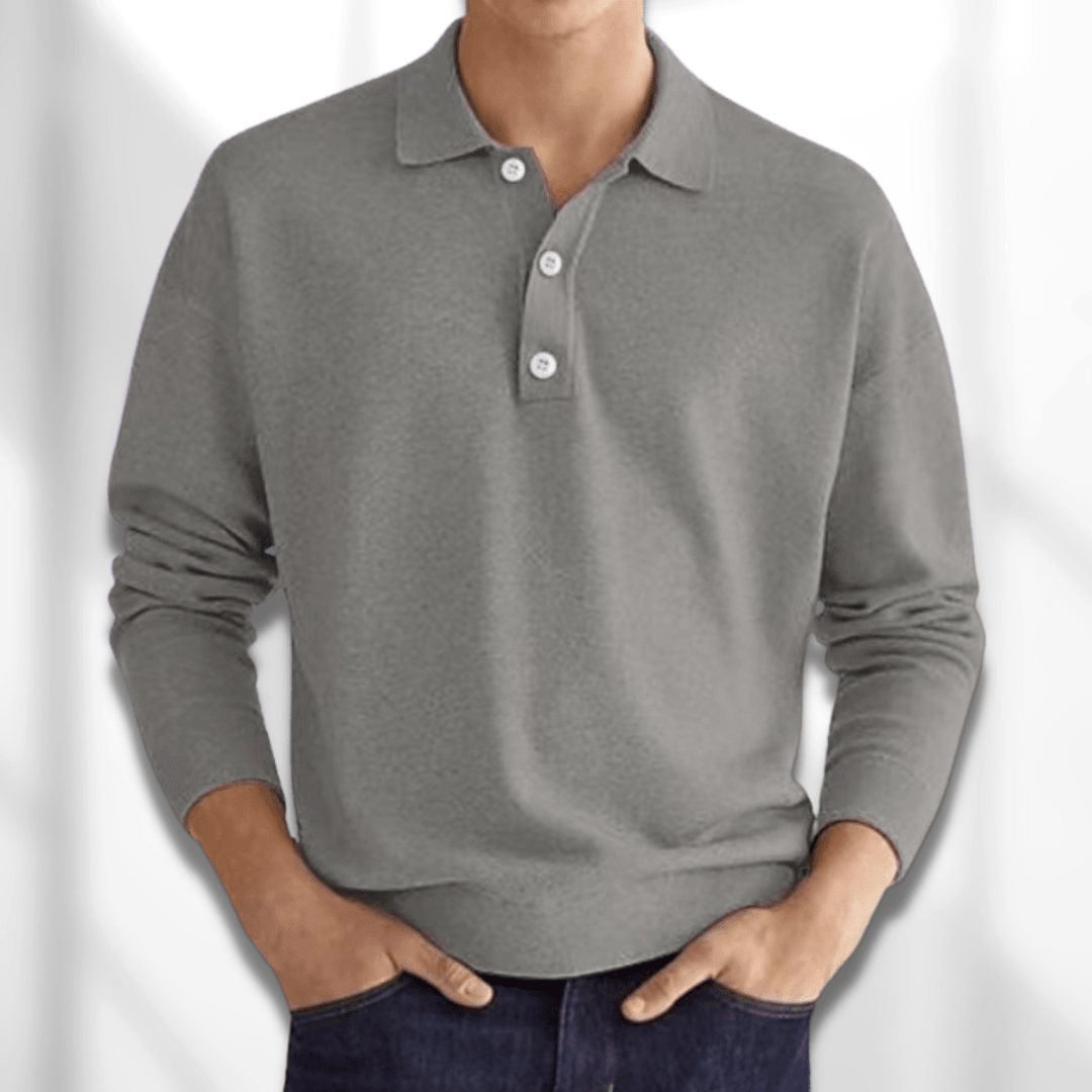 Men’s Long Sleeve Textured Polo Shirt