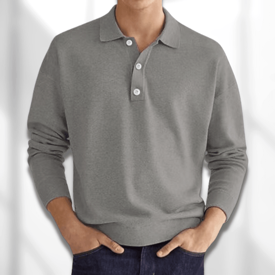 Men’s Long Sleeve Textured Polo Shirt