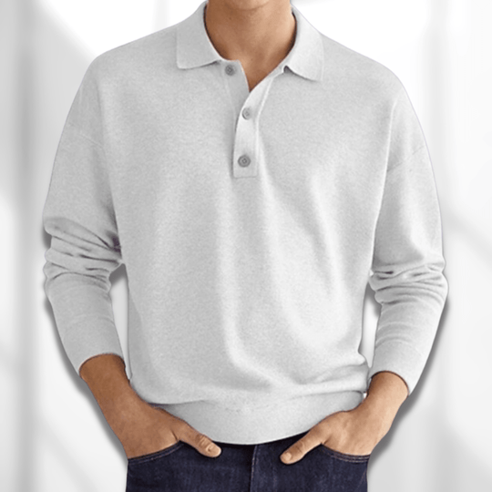 Men’s Long Sleeve Textured Polo Shirt