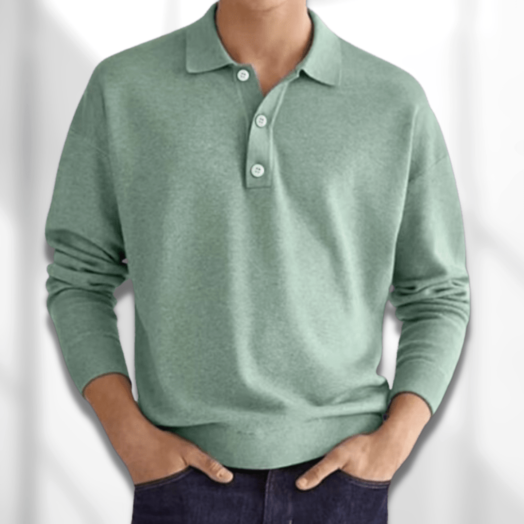 Men’s Long Sleeve Textured Polo Shirt