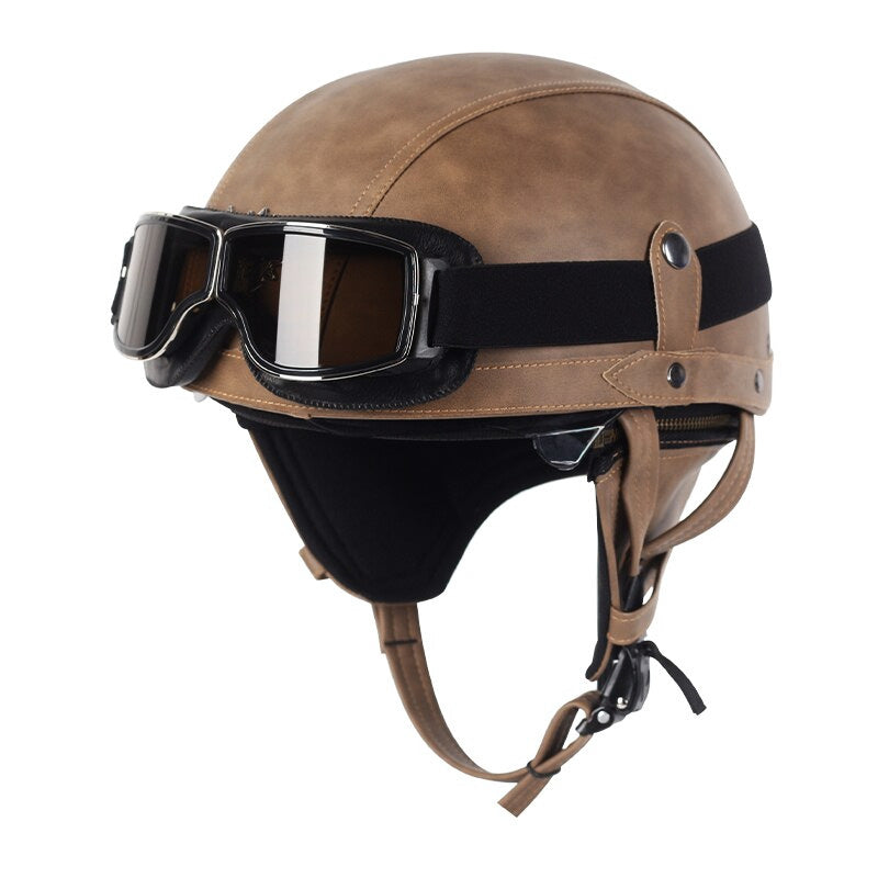 Vintage Motorcycle Helmet with Retractable Lens
