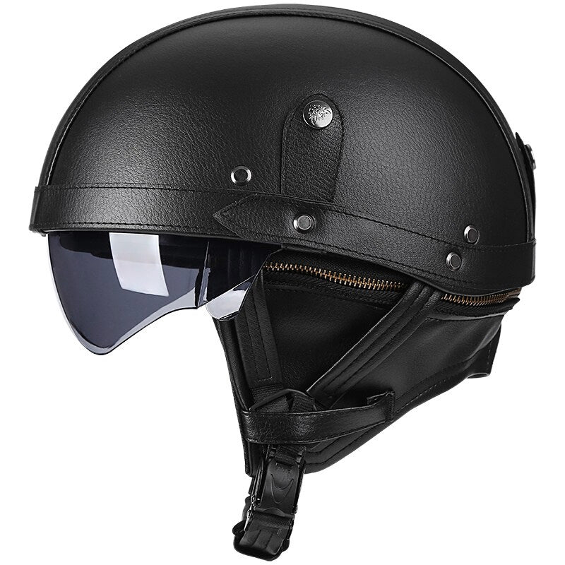 Vintage Motorcycle Helmet with Retractable Lens