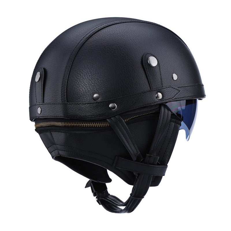 Vintage Motorcycle Helmet with Retractable Lens