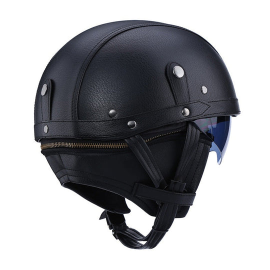 Vintage Motorcycle Helmet with Retractable Lens