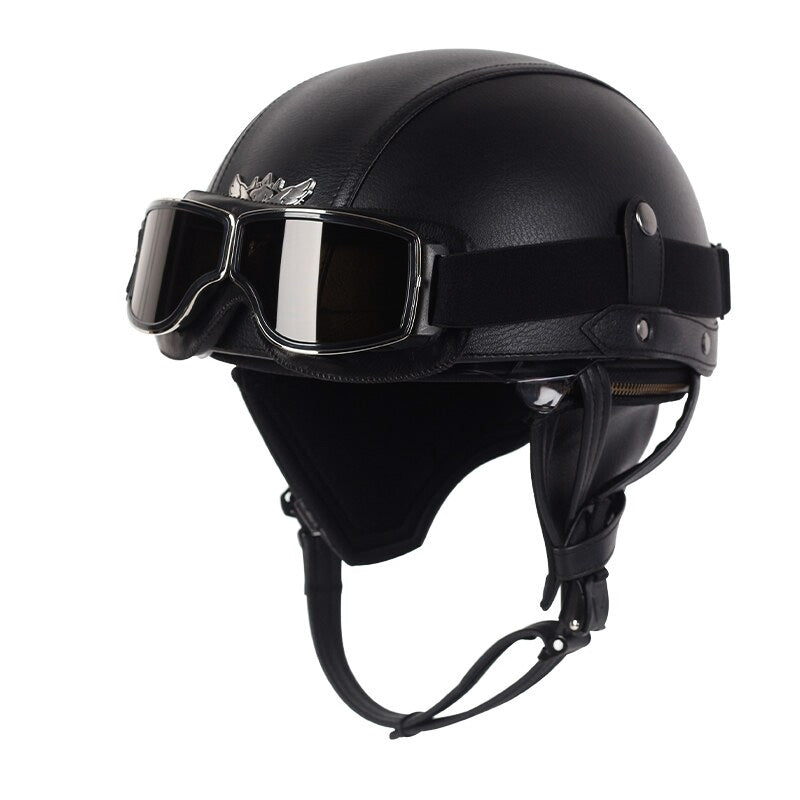 Vintage Motorcycle Helmet with Retractable Lens