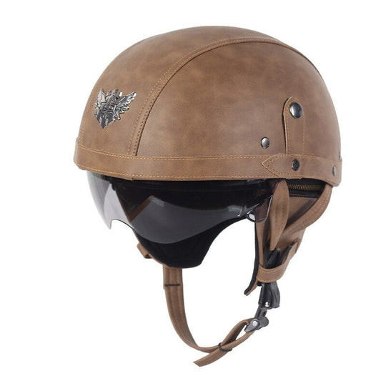 Vintage Motorcycle Helmet with Retractable Lens