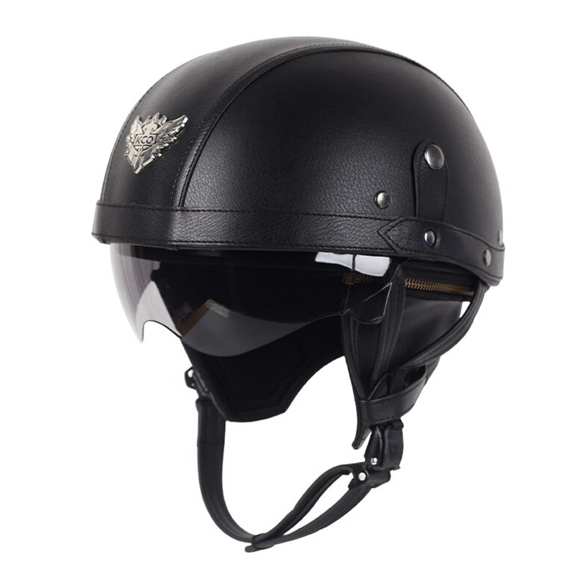 Vintage Motorcycle Helmet with Retractable Lens