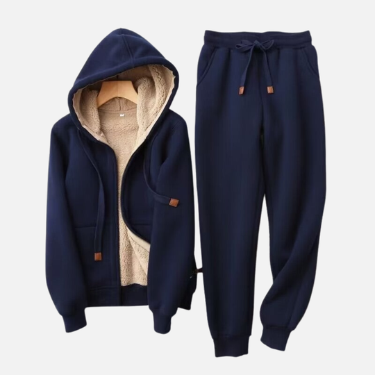 Blue Women’s Fleece-Lined Hoodie and Jogger Set - Getitt