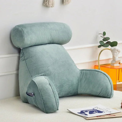 Backrest Pillow With Arms & Adjustable Headrest - Back Cushion With Detachable Neck Pillow Bed Reading Rest Backrest Chair Car Seat Sofa Waist Pad - Getitt