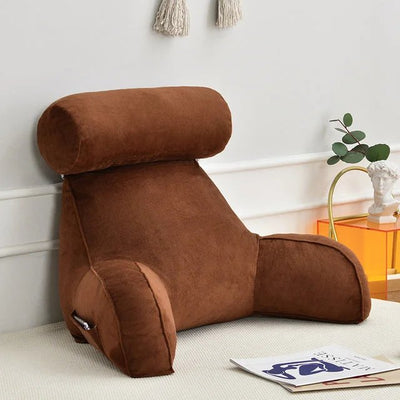 Backrest Pillow With Arms & Adjustable Headrest - Back Cushion With Detachable Neck Pillow Bed Reading Rest Backrest Chair Car Seat Sofa Waist Pad - Getitt