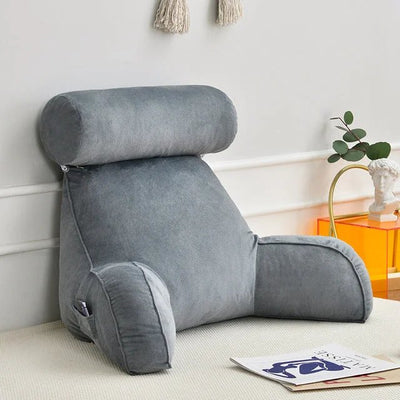 Backrest Pillow With Arms & Adjustable Headrest - Back Cushion With Detachable Neck Pillow Bed Reading Rest Backrest Chair Car Seat Sofa Waist Pad - Getitt