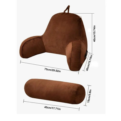 Backrest Pillow With Arms & Adjustable Headrest - Back Cushion With Detachable Neck Pillow Bed Reading Rest Backrest Chair Car Seat Sofa Waist Pad - Getitt