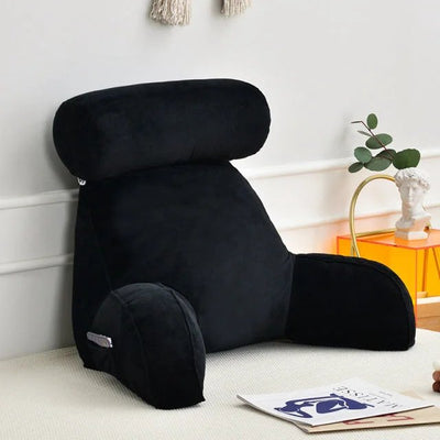 Backrest Pillow With Arms & Adjustable Headrest - Back Cushion With Detachable Neck Pillow Bed Reading Rest Backrest Chair Car Seat Sofa Waist Pad - Getitt