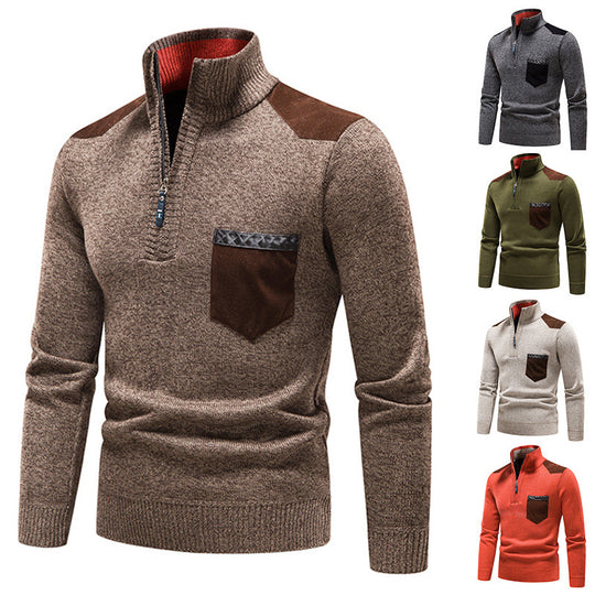 Men’s Half-Zip Patchwork Jumper