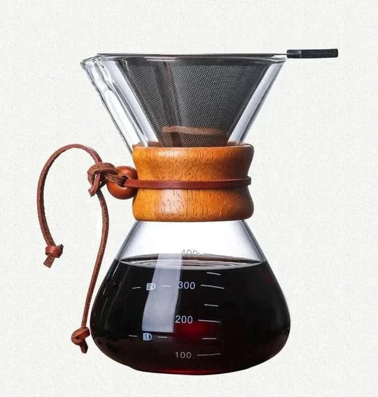 Glass Pour-Over Coffee Maker with Stainless Steel Filter
