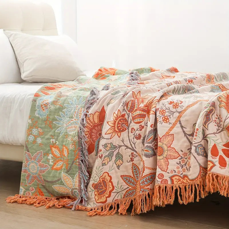 Rustic Floral Boho Blanket | Floral Blanket